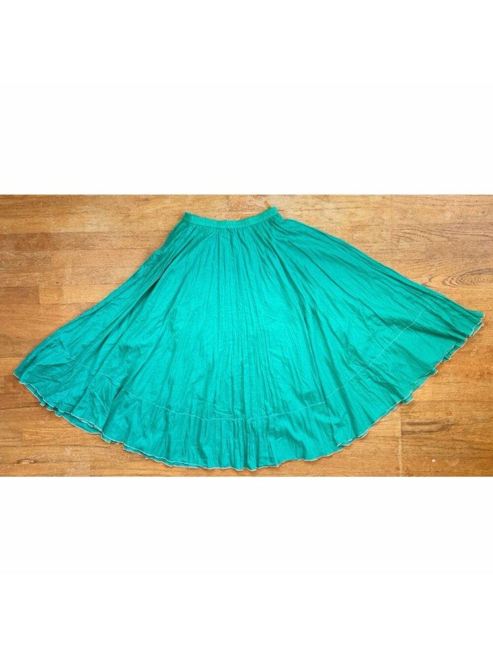Vintage Teal Cotton/Silk Blend Midi Skirt Size XS/Small 26-29" Waist Flowy